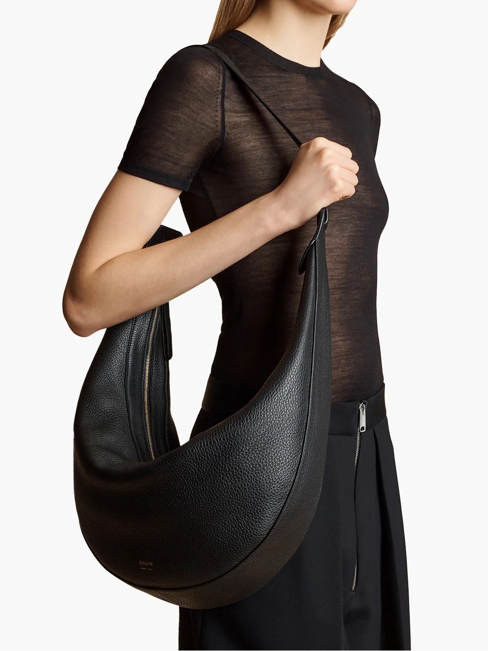 Khaite Augustina Hobo Bag Black Pebbled Leather w/ Dust Bag Excellent Condition - Picture 2 of 8